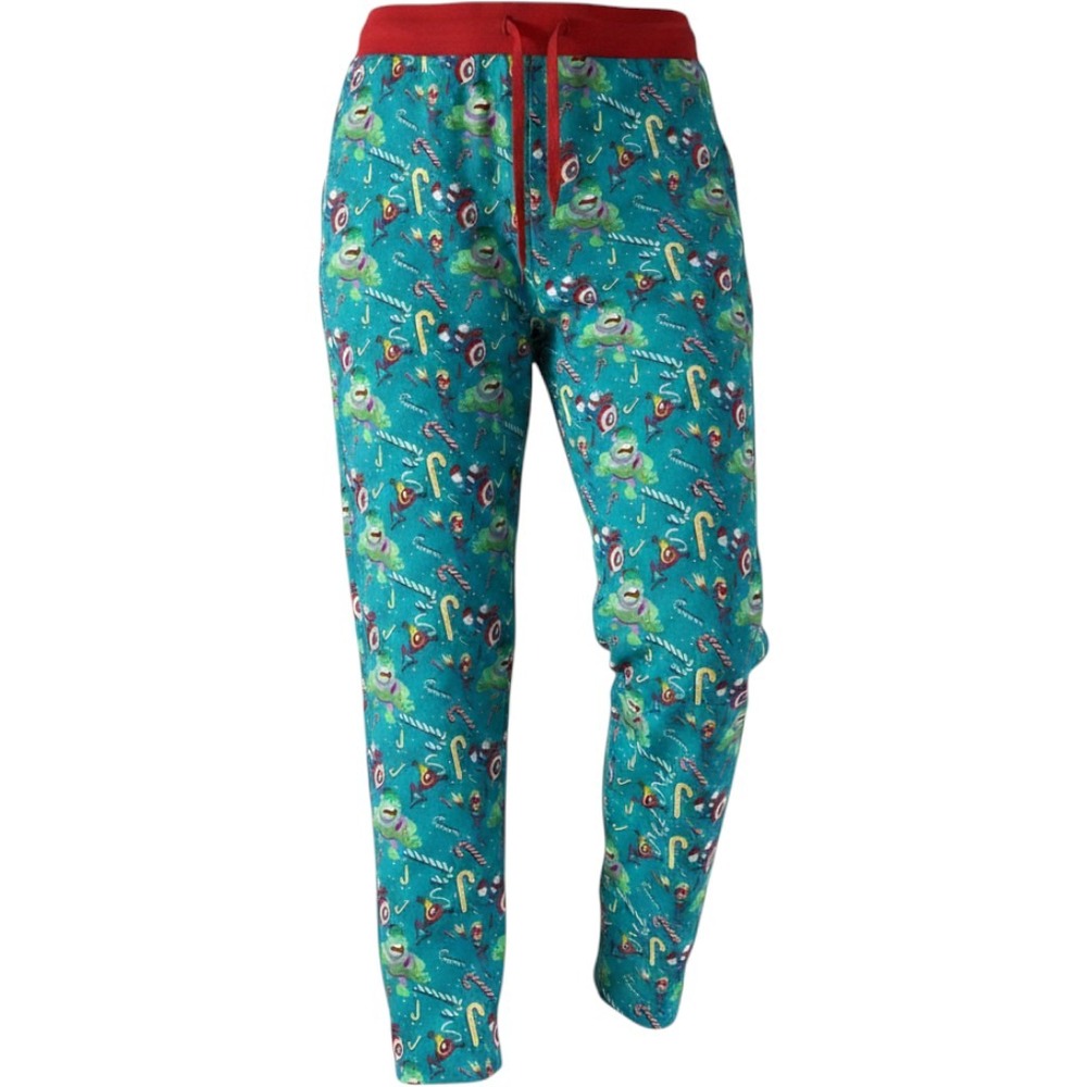 Marvel Avengers Christmas Pajama Pants S Teal Hulk Captain America Holiday